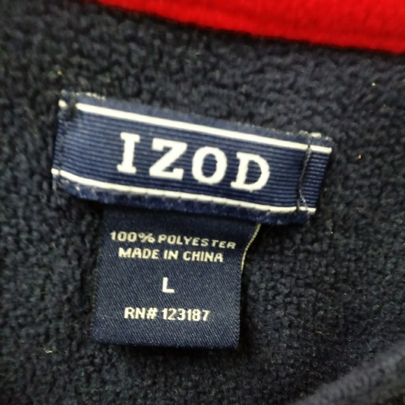 Izod | Sweaters | Izod Navy Red Trim Mens Fleece Sweater Large | Poshmark